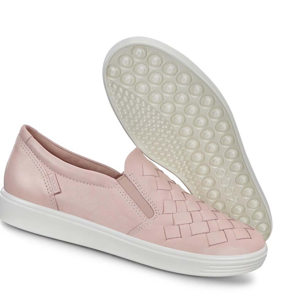 Women's Ecco Soft 7 Woven Casual Shoes Pink | USA 82OKI